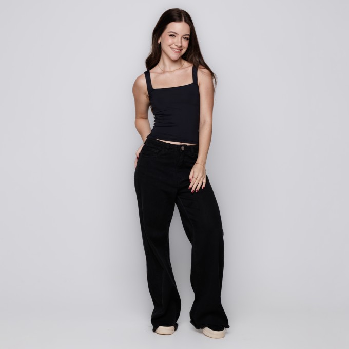 Blusa Decote Quadrado Preto
