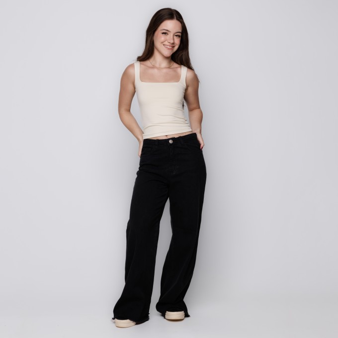 Blusa Decote Quadrado Off White