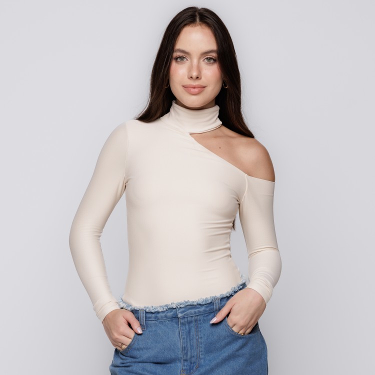 Body Manga Longa Gola Choker Off White