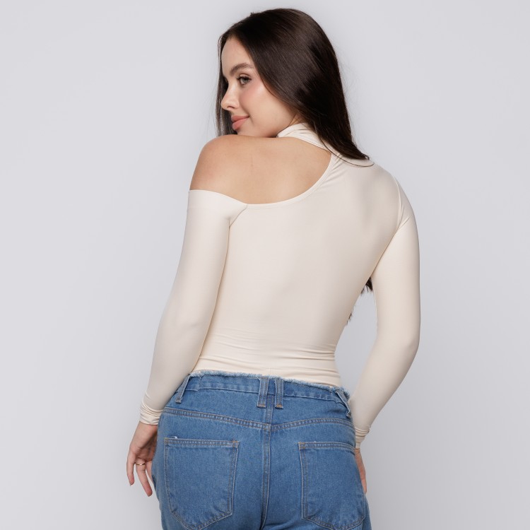 Body Manga Longa Gola Choker Off White