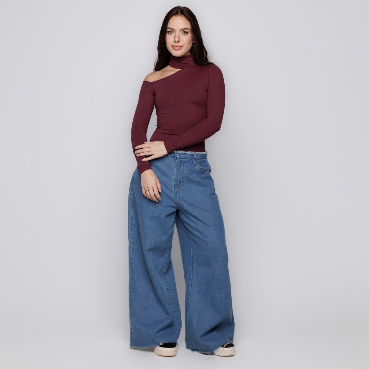 Body Manga Longa Gola Choker- Malbec