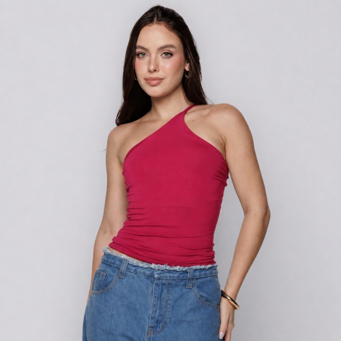 Blusa Um Ombro Só com Alça Fina Desejo