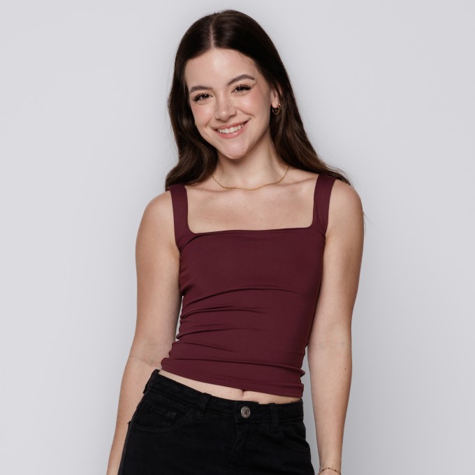 Blusa Decote Quadrado Vinho