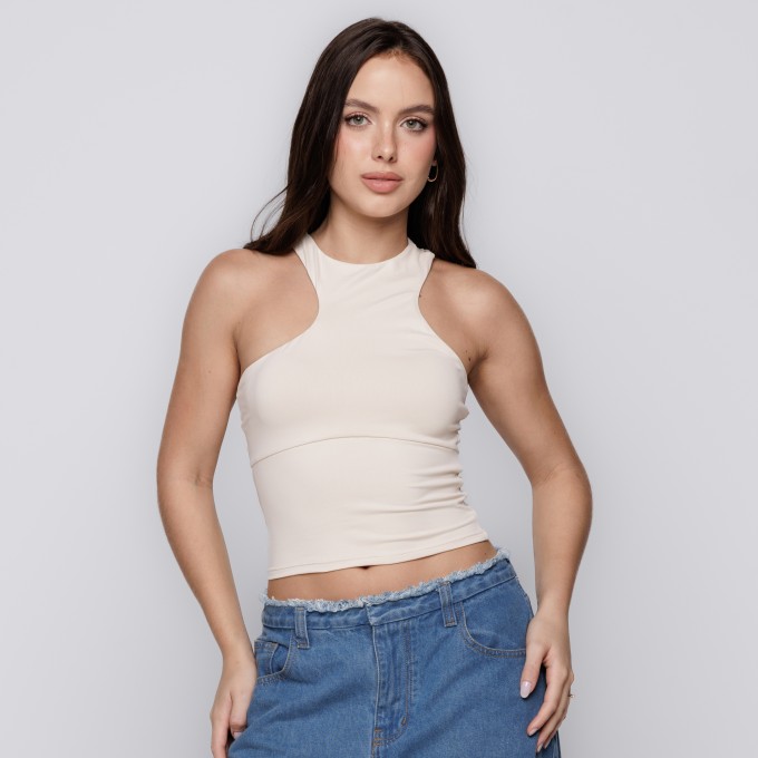 Blusa Decote Assimetrico Off White