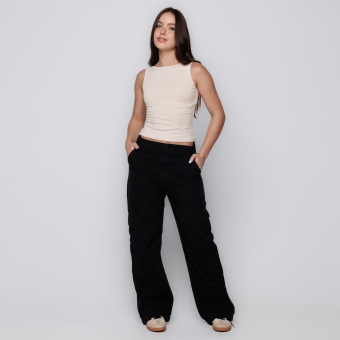 Blusa Dois Decotes em Um- Cor: Off White