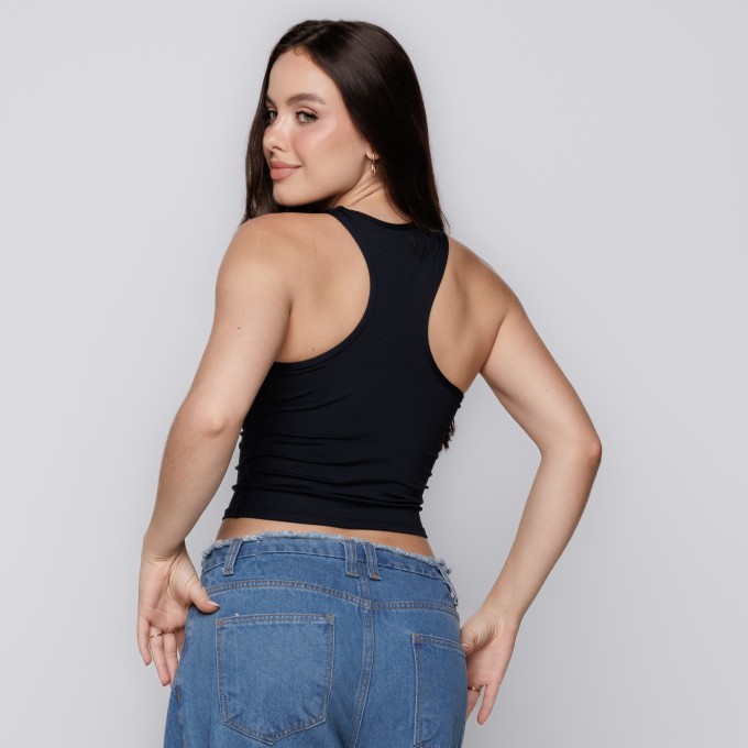 Blusa Decote Assimetrico Preto