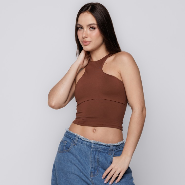 Blusa Decote Assimétrico Capuccino