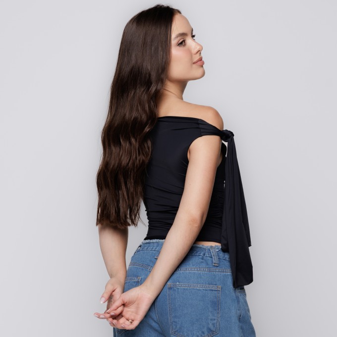 Blusa Ombro Único com Amarração Preto
