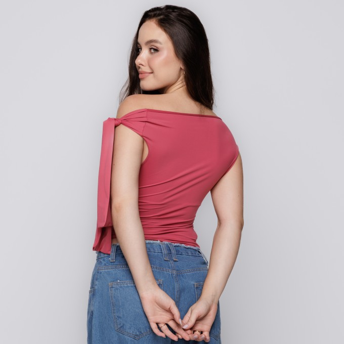 Blusa Ombro Único com Amarração Romã
