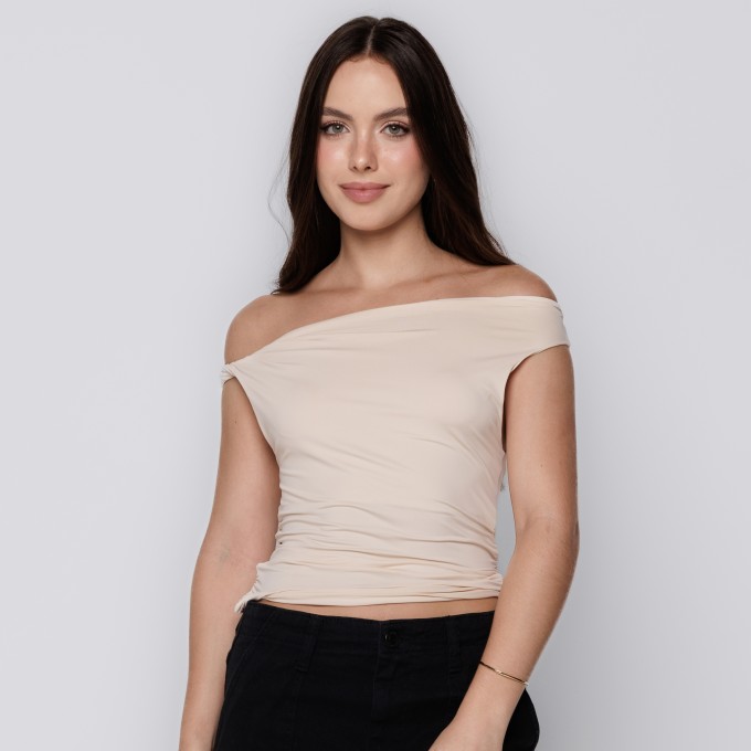 Blusa Feminina Ombro Único Off White