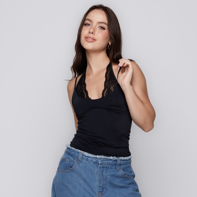 Blusa com Renda  Preto