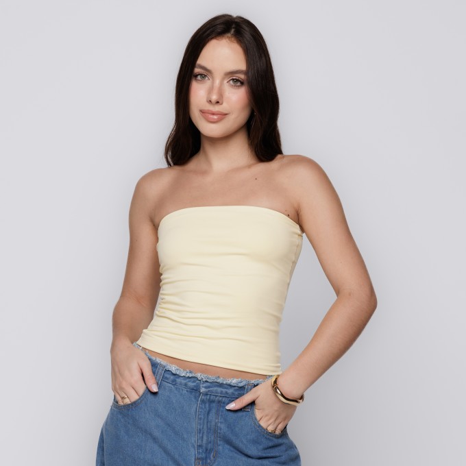 Blusa Tube Top Amarelo Claro