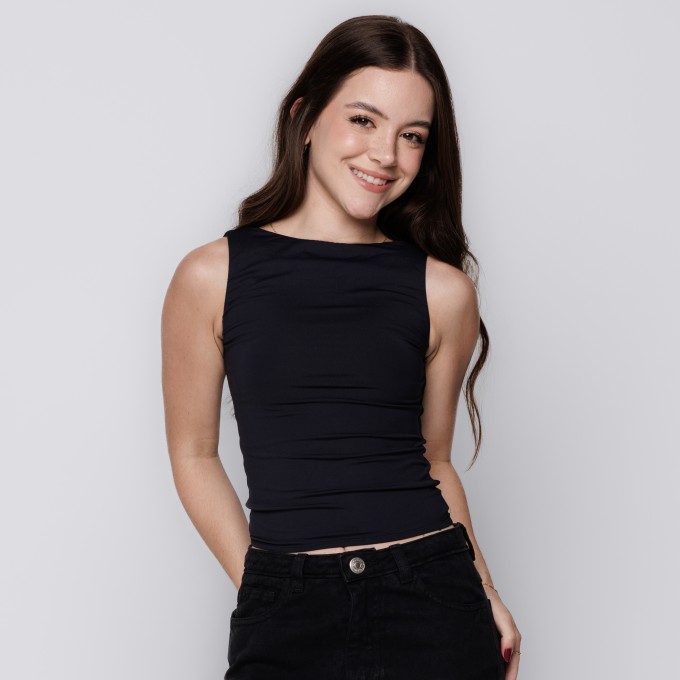Blusa Dois Decotes em Um Preto