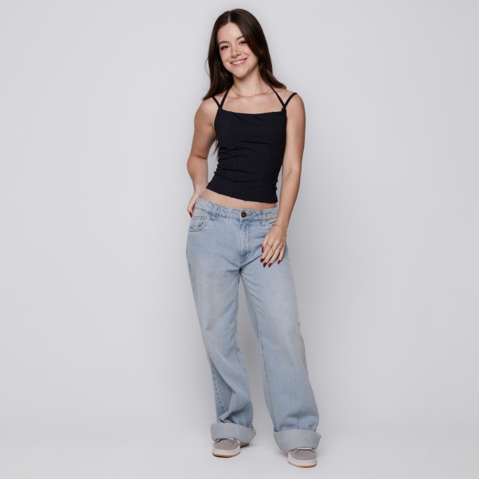 Blusa Corset Alças Duplas- Preto